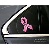 Survivor Breast Cancer Ribbon Car Decal, Pink Awareness Window Sticker - Support Gift, Beat It - Vinyl for Window, SUV (5 inches Tall, Soft Pink)
