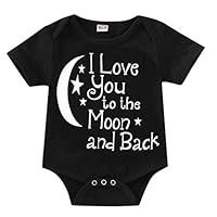 LiLiMeng Toddler Kids Baby Girl Boy Short Sleeve Letter Print Tops Bodysuit Romper Sunsuit Clothes Black