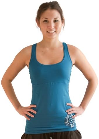 BNatyam Women's Organic Cotton Chakra Yoga TankTop-Turquoise-Medium