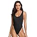 Dixperfect 90s Trend One Piece Swimsuit Low Cut Sides Wide Straps High Legs for Women Black