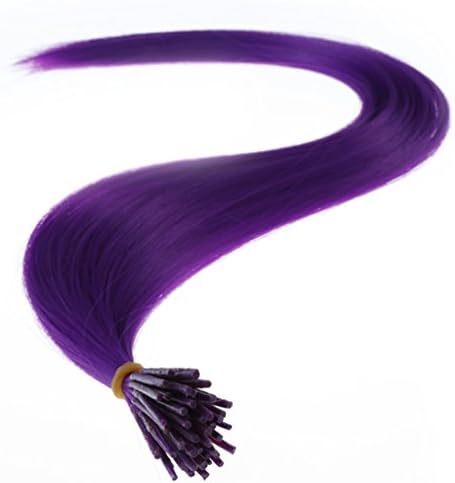 Savena Straight I Tip Hair Extensions Colorful Synthetic 0.5g/Piece 50pcs/Pack Stick Tip Hair 18โ (Purple)