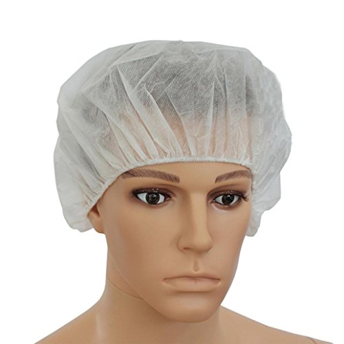 Deesee(TM)Women Nurse Bouffant Cap Hairnets White Box of 100 Pcs Non-Woven Round Hat Dust Cap