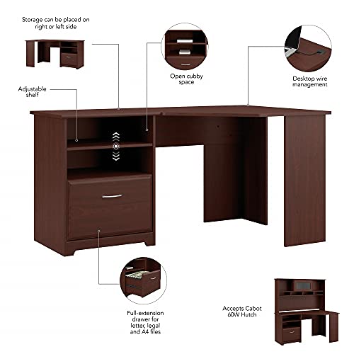Bush Furniture Cabot Corner Desk with Hutch in Harvest Cherry Pricepulse