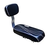 Bike Seat,Sanmersen PU Leather Bicycle Back Seat Cushion Child Bike Rear Rack Seat Cover Saddle With Back Rest,Black with Line Pattern (Black with Line Pattern)