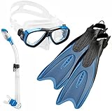 Cressi Palau Long Fins, Focus Mask, Dry Snorkel, Snorkeling Gear Package ...