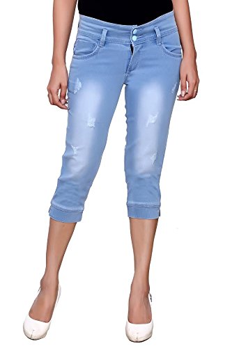 fnocks women slim fit light blue capri 26 28 30 32 34