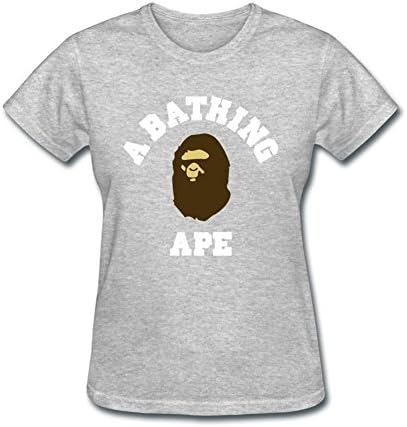 QITO Woman Bape Brown And White 100% Cotton T-shirt Grey XXL