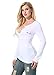 EXLURA V-Neck Cotton Blend Tee Shirt Tunic Top with Long Sleeve - L White