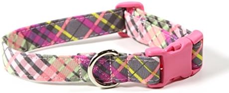 Ruff Roxy Pastel Plaid, Designer Cotton Dog Collar, Adjustable Handmade Fabric Collars