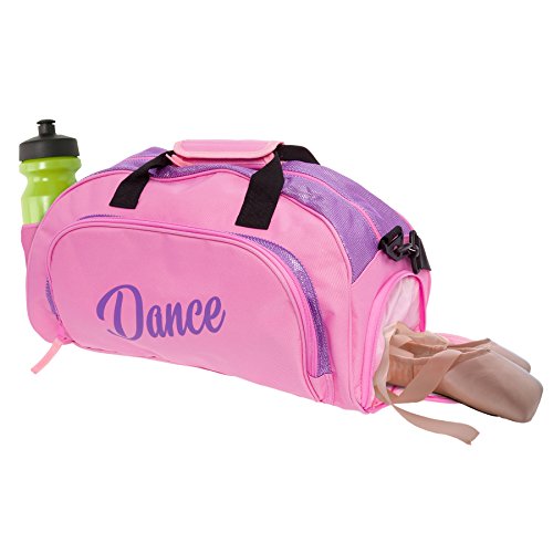 Silver Lilly Womens Nylon Dance Duffel Gym Bag w/Shoe Compartment (Pink/Purple, One Size)