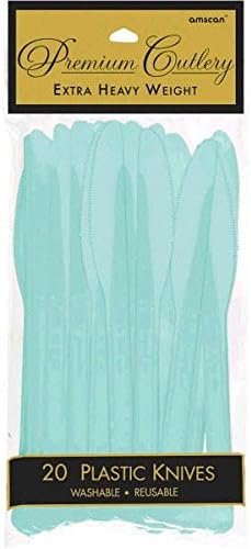 Robin's Egg Blue Plastic Heavy Weight Knives (20 Count) - Premium Disposable Plastic Cutlery, Perfect for Home Use and All Kinds of Occasions