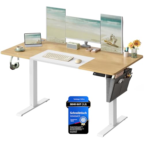 VASAGLE SONGMICS Hoehenverstellbarer Schreibtisch 140 x 60 cm