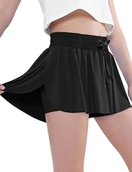 EXARUS Girls Flowy Butterfly Shorts Athletic 2 in 1