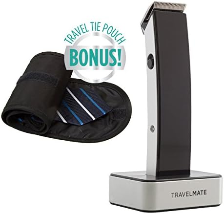 Unique Travel Gift Set - Comes With Our Stylish Black Matte Finish Hair Clipper Kit 110/220V with a Travel Pouch And a Bonus Travel Tie Pouch- Great for Fathers Day