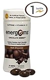 Energems Dark Chocolate Energy Boost with Caffeine, Vitamin B, Vitamin D, Antioxidants, plus L-Theanine- 21 Dietary Supplement Gems (1 Bottle- Dark Chocolate)
