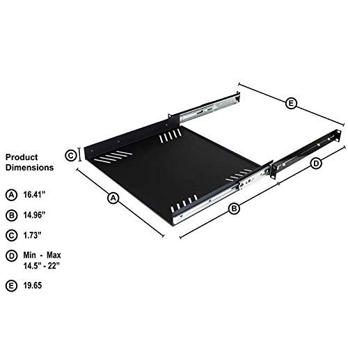 Penn-Elcom-R12901U-Sliding-Rack-Tray-Audio-AV-IT-DJ-Equipment-Shelf-for-1-Rack-Space-up-to-15-Inch-Deep