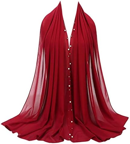 Fashion Women Ladies Chiffon Scarf Muslim Soft Wrap Button Long Shawl