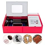SUNCOO 40W CO2 Laser Engraving Machine Desktop Engraver Cutter DIY Arts and Crafts Machine Cutting Glass Wood Leather 12x8in with USB Port for Windows System Only (Red)