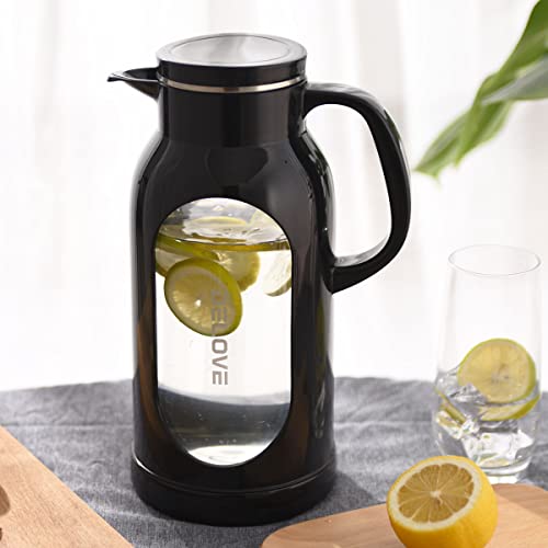 Delove 68 oz/2Lite Glass Pitcher with Shatterproof Shell Heat