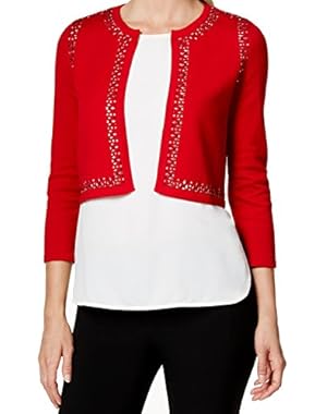 Calvin Klein Women's Studded Front Cropped Bolero Sweater