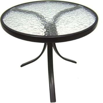 Outdoor Side Table Black Steel Small Round Tempered Glass Top Patio Yard Or Porch End Table Side Tables