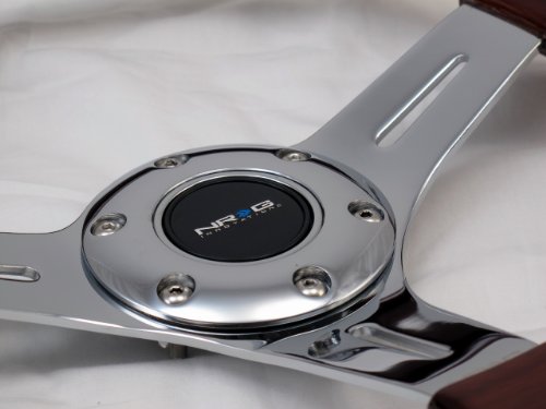 NRG Steering Wheel Classic Wood Grain with Chrome Spokes 330mm - Part # ST-015-1CH