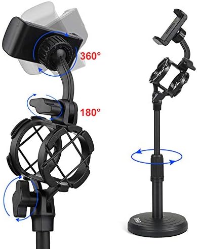 Adjustable microphone stand holder for cellular phone mount, priced between $9.99 to $8.99.