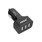 iXCC UL Certified 36W/7.2A 3 Port Car Charger, Fast Car Charger Adapter for iPhone 7s 6s Plus, USB Car Charging Ports for Galaxy S8+ S7 S6 Edge, iPad Pro Air mini, Note 5, LG, Nexus and More - Black