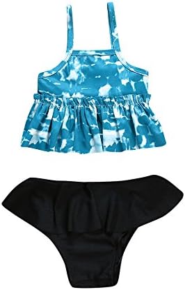 Fartido Infrant Baby Girl Sky Print Shoulder Straps Lace Swimwear Swimsuit