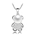 Sinya Teddy Bear Children Pendant Necklace Fit for Mother and Girl in 925 Sterling Silver 16 inch