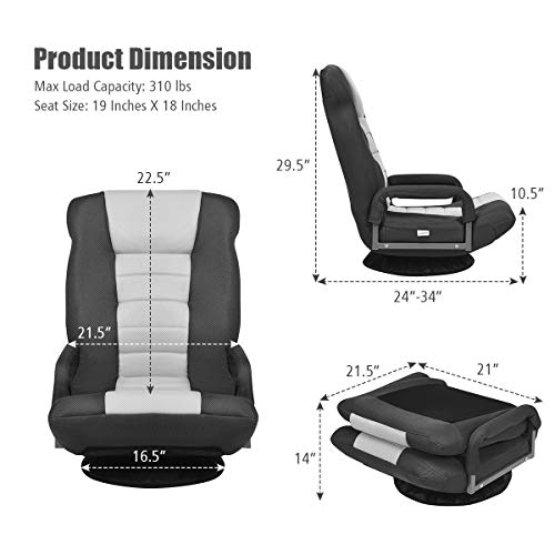 Giantex 360 Degree Swivel Gaming Chair Floor Chair, 6 Positions