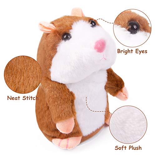 Talking Hamster Plush Interactive Toys, Repeats What You Say Fun Kids Repeating Toy Best Xmas Birthday Gifts for Kids Boys Girls Toddlers