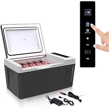 F40C4TMP Portable Refrigerator 20 Quart Car Fridge Freezer 18L (-7.6℉~50℉) with 12/24V DC and 110-240 AC Electric Car Cooler for Truck, RV, Boat, Camping, Travel and Home
