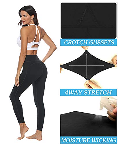 VOEONS Yoga Pants for Women High Waisted Tummy Control Spandex Exercise Running Athletic Leggings with Pockets Womens Workout Pants Black - Thumbnail 6
