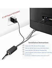 LSSEDA - Adaptador Ethernet USB a RJ45 con cable de alimentación USB para Fire TV Stick (2ª generación), TV Fire TV (2017), Chromecast Ultra 2 1 Audio, Google Home Mini (3,3 pies)