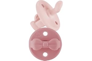 Itzy Ritzy Silicone Orthodontic Pacifiers - Sweetie Soother Pacifiers with Collapsible Handle & Two Air Holes for Added Safety, Baby Pacifiers for Ages 6-18 Months (Ballet Slipper & Primrose)