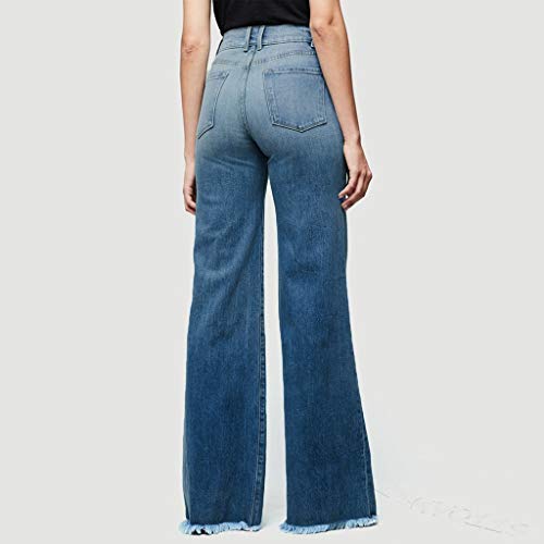 VEZAD Womens High Waist Wide Leg Jeans Fashion Pocket Denim Skinny Pants