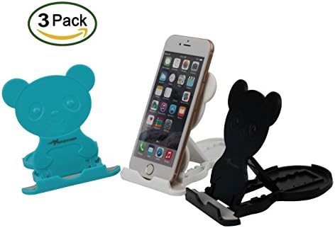 Tablet Stand Phone Holder 3-Pack, Roopower Multi-angle Portable Fold-up Rubber Desktop Holder for Smartphone, Tablets(7-11 Inch) and E-readers, iPad, iPhone, Samsung - Black White Blue