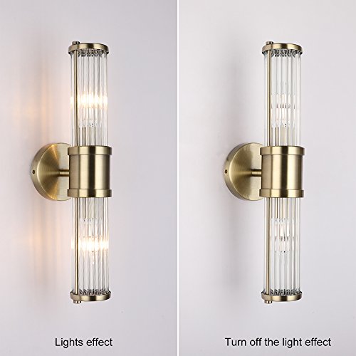 Glass Wall Light Fixture Indoor Antique Bronze ECOBRT Bathroom Vanity Lights Fixtures Beside Mirror Lighting Lamps Up and Down Wall Mounted Light E12 Socket