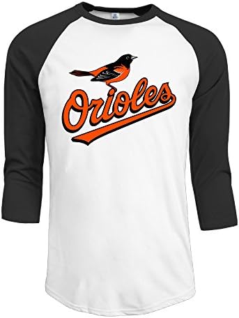 IYaYa Baltmore Orioles Men's 3/4 Sleeve Raglan Baseball Shirt Black