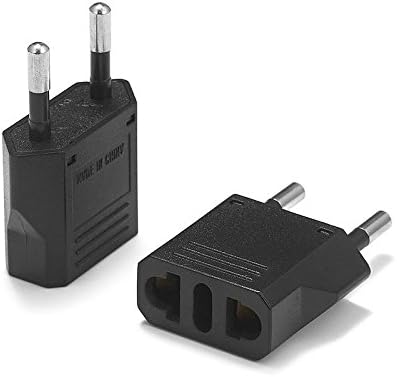 United States to Tajikistan Travel Power Adapter to Connect North American Electrical Plugs to Tajik Outlets for Cell Phones, Tablets, e-Book Readers, and More (2-Pack, Black)