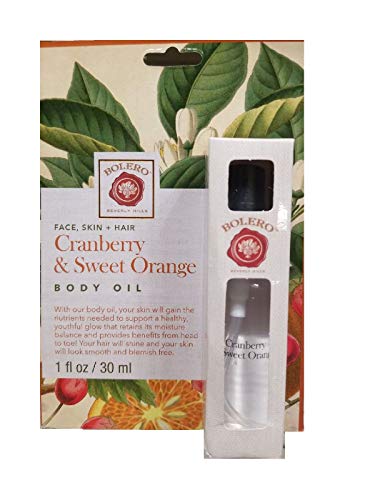 Bolero Face, Skin & Hair Body Oil - Cranberry & Sweet Orange (Healthy Youthful Glow - Retain moisture balance from head to toe!)