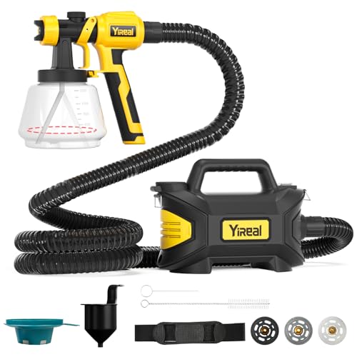 YFFU Fence Paint Sprayer 800W,Electric Spray Paint Gun with 3 Meters Cable 1.8M Hose 1300ml Container,HVLP Spray Gun 3 Nozzles 3 Spray Modes for House Painting Wall Ceiling Furniture,Black