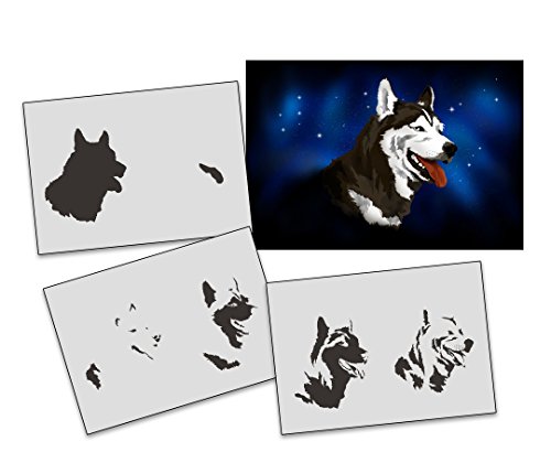 UMR-Design AS-317 Husky Airbrushstencil Step by Step Size L