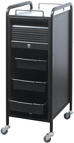 Savvy SAV-505-BB Salon Lockable Roller Cart Trolley in (BLACK / BLACK) + Free YS Park L-Clips ($15 value)