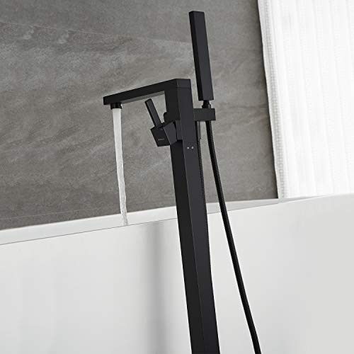 Artiqua Freestanding Bathtub Faucet Tub Filler Black Floor Mount Brass