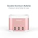 Simpeak Aluminum 4 Port USB Charger Stand for Apple Watch 1/2/3 [Nightstand Mode], with Phone Holder Charger Stand for iWatch, iPhone 5/6/7/8/X and other Smartphone,iPad - Rose Gold