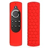 Fintie Silicone Case for Fire TV 4K / 2nd Gen Fire TV Stick / Fire TV Cube Voice Remote, Compatible with Echo / Echo Dot Alexa Voice Remote - Honey Comb Series [Anti Slip] Shock Proof Cover, Red