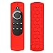 Fintie Silicone Case for Fire TV 4K / 2nd Gen Fire TV Stick / Fire TV Cube Voice Remote, Compatible with Echo / Echo Dot Alexa Voice Remote - Honey Comb Series [Anti Slip] Shock Proof Cover, Red