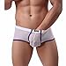 FEESHOW Men's Soft Sheer Mesh Boxer Briefs Shorts Underwear Lingerie Panties (White, M)